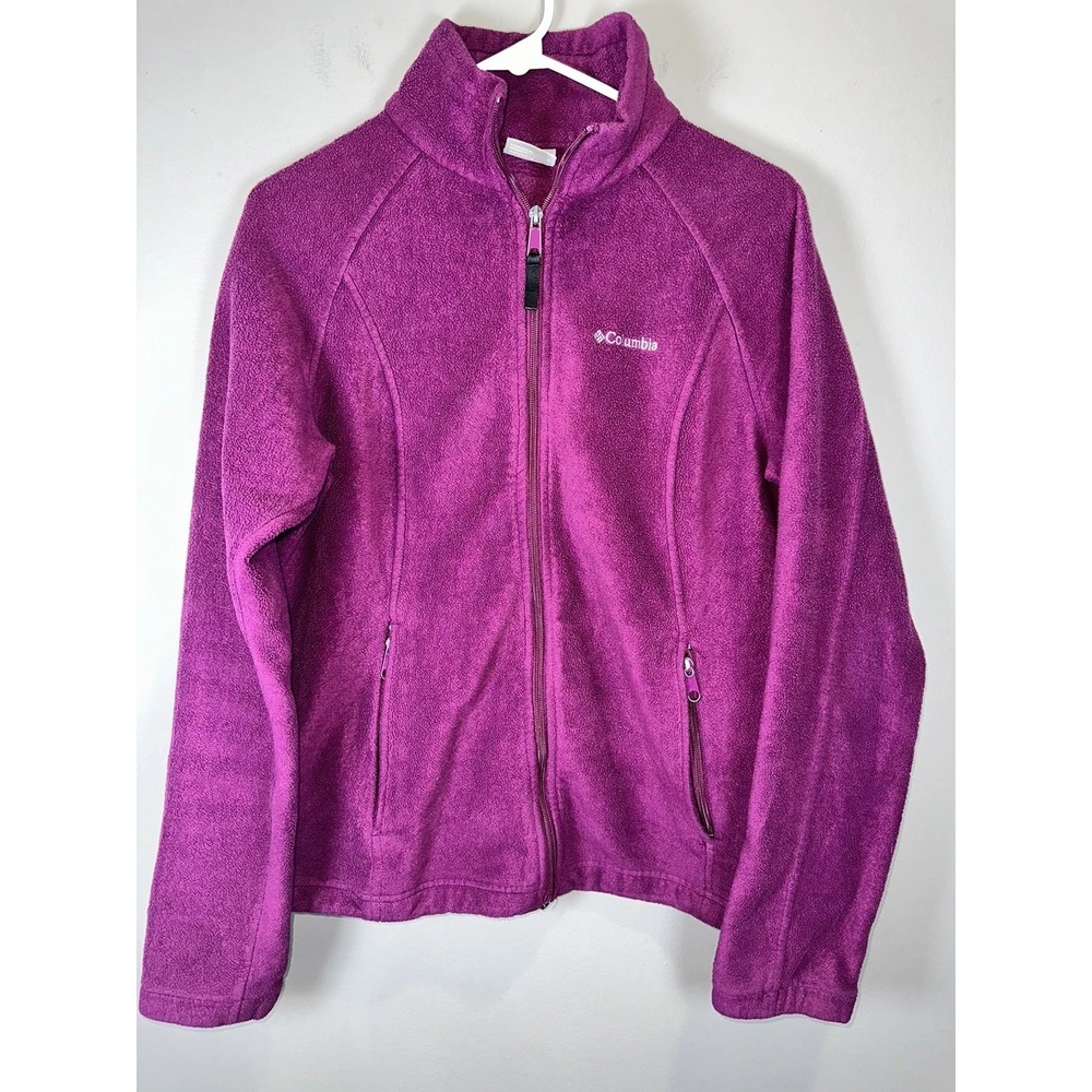 Columbia Jacket Womens Large Purple Fleece Zip Lightweight Coat Outdoors A11